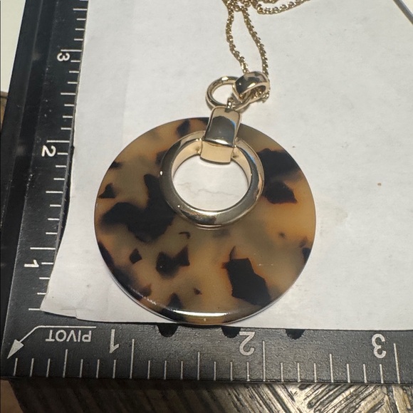 Abby Neutral Tortoiseshell Pendant Long Necklace 34” +2” Ext (BR999/10) - Picture 3 of 3